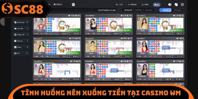 Tình huống nên xuống tiền tại Casino WM
